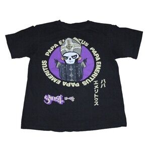 Ghost Papa Emeritus Chibi Black Short Sleeve 100% Cotton Band Tee Shirt Large